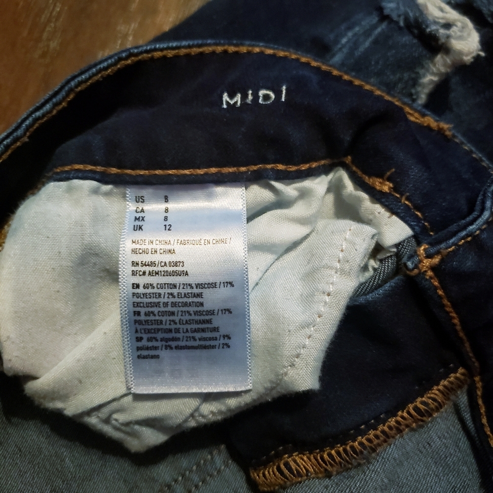 AMERICAN EAGLE Distressed Midi Jean Denim Shorts 8 - Picture 9 of 9